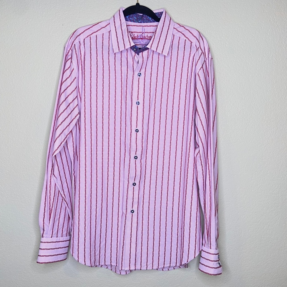 Robert Graham XL EUC striped flip cuff button up shirt